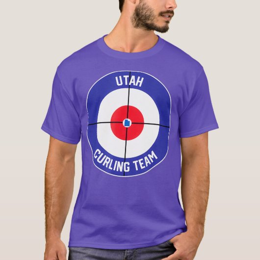 Utah Curling Team Sweep Rock UT Staat Kontur T-Shirt (Vorderseite)