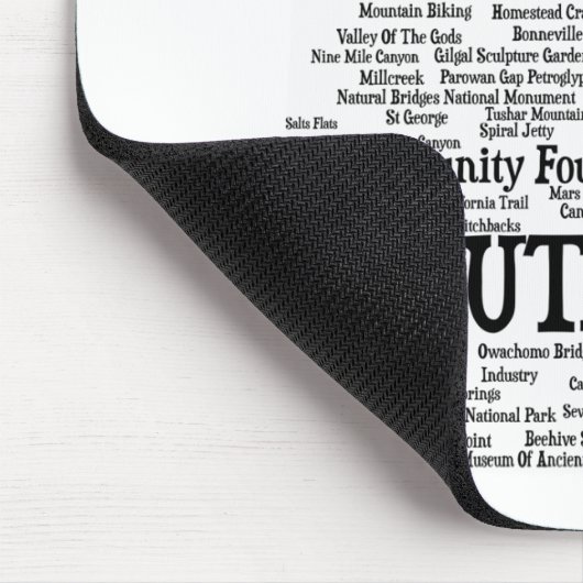 UTAH Custom Word Cloud Mousepad - Schwarzer Text (Ecke)