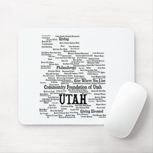 UTAH Custom Word Cloud Mousepad - Schwarzer Text (Mit Mouse)