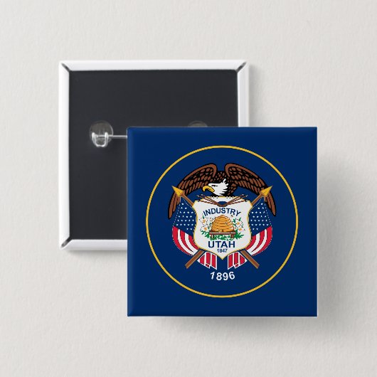 Utah: Der beehive Staat US-Flagge, Industrie Button (Vorne & Hinten)