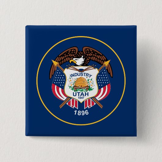 Utah: Der beehive Staat US-Flagge, Industrie Button (Vorderseite)