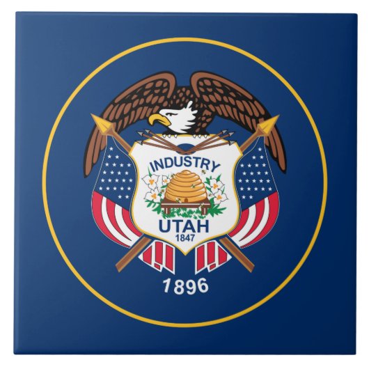 Utah: Der beehive Staat US-Flagge, Industrie Fliese (Vorderseite)