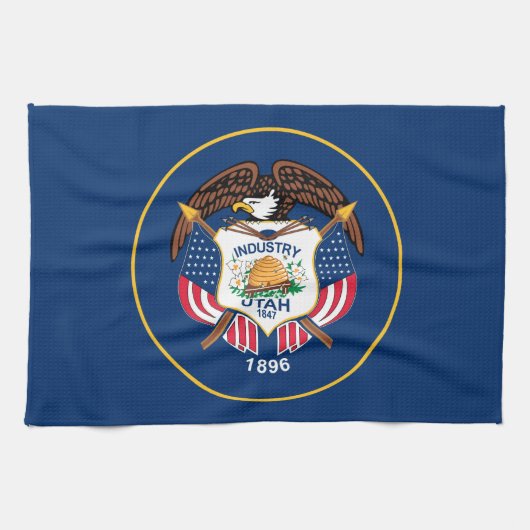 Utah: Der beehive Staat US-Flagge, Industrie Geschirrtuch (Horizontal)