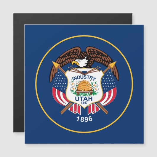 Utah: Der beehive Staat US-Flagge, Industrie Magnetkarte (Vorne/Hinten)