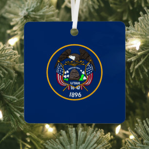 Utah: Der beehive Staat US-Flagge, Industrie Ornament Aus Metall