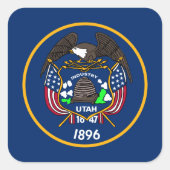 Utah: Der beehive Staat US-Flagge, Industrie Quadratischer Aufkleber (Vorderseite)