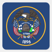 Utah: Der beehive Staat US-Flagge, Industrie Quadratischer Aufkleber (Vorderseite)