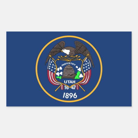 Utah: Der beehive Staat US-Flagge, Industrie Rechteckiger Aufkleber (Vorderseite)