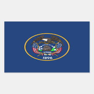 Utah: Der beehive Staat US-Flagge, Industrie Rechteckiger Aufkleber