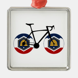 Utah Flag Cycling Ornament Aus Metall