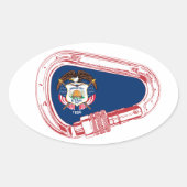 Utah Flag Klettersteig Carabiner Ovaler Aufkleber (Vorderseite)
