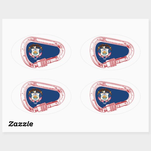 Utah Flag Klettersteig Carabiner Ovaler Aufkleber (Blatt)