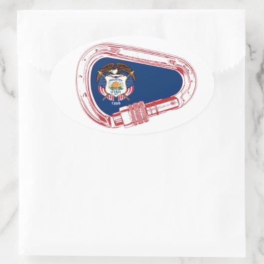 Utah Flag Klettersteig Carabiner Ovaler Aufkleber (Tasche)