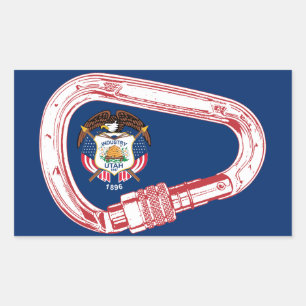 Utah Flag Klettersteig Carabiner Rechteckiger Aufkleber