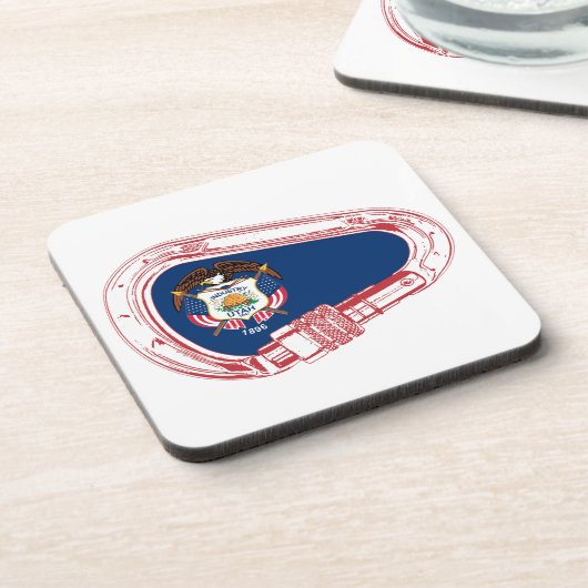 Utah Flag Klettersteig Carabiner Untersetzer (Linke Seite)