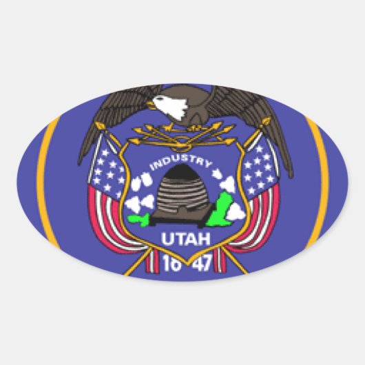 Utah Flag Ovaler Aufkleber (Vorderseite)