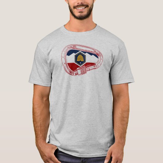 Utah Flag Rock Climbing Carabiner T-Shirt (Vorderseite)