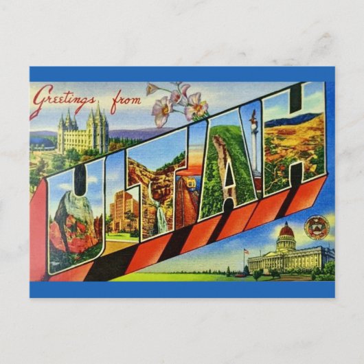 Utah Gruß Vintage Postkarte (Vorderseite)