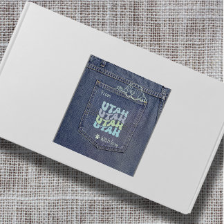 Utah Hund in Jean Pocket Classic Square Sticker