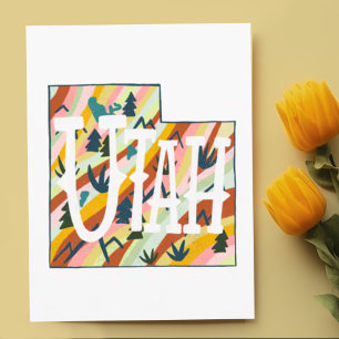 Utah Illustriert Map Postkarte