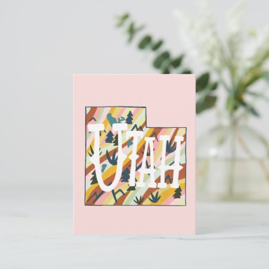 Utah Illustriert Map Postkarte (Stehend Vorderseite)