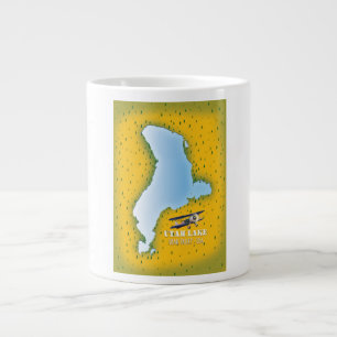 Utah Lake, Utah Valley Karte Reiseplakat. Jumbo-Tasse