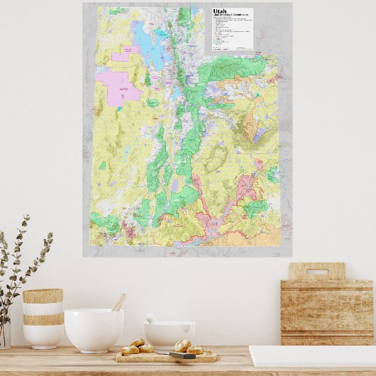 Utah Lands Map Poster (Küche)