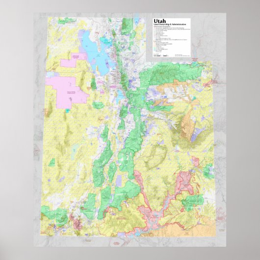 Utah Lands Map Poster (Vorne)