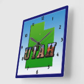 Utah Map and Picture Text Clock Quadratische Wanduhr (Winkel)