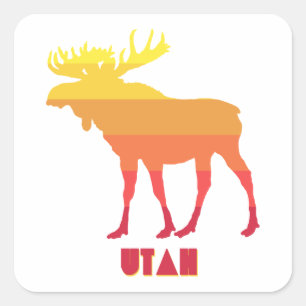 Utah Moose Quadratischer Aufkleber