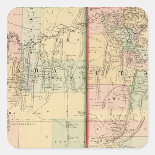 Utah, Nevada Karte von Mitchell Quadratischer Aufkleber (Vorderseite)