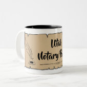 Utah Notary Public Scroll Feather Quill Zweifarbige Tasse (Vorderseite Links)