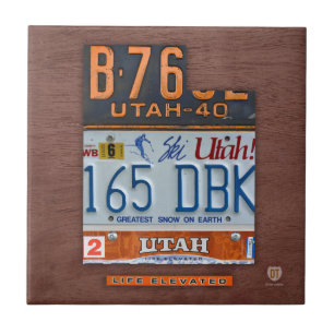 Utah Nummernschild Karte Keramikfliese V2