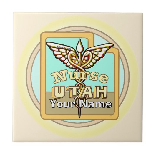 Utah Nurse Caduceus Tile Fliese (Vorderseite)