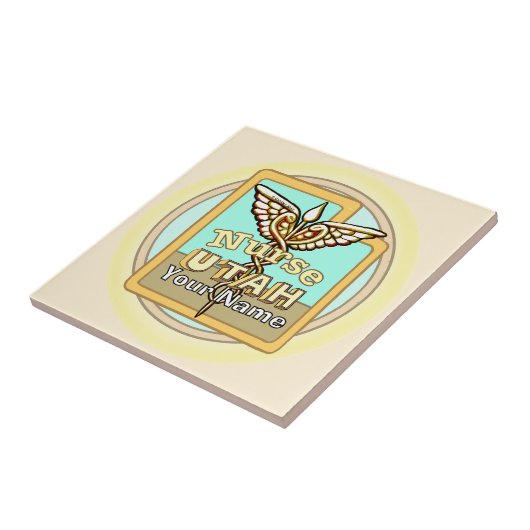 Utah Nurse Caduceus Tile Fliese (Seite)