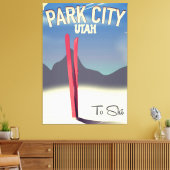 Utah Park City Skifahrplakat Leinwanddruck (Insitu (Wohnzimmer))