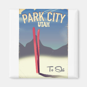 Utah Park City Skifahrplakat Magnet