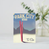 Utah Park City Skifahrplakat Postkarte (Stehend Vorderseite)