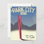 Utah Park City Skifahrplakat Postkarte (Vorne/Hinten)