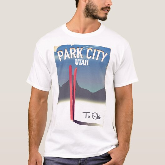 Utah Park City Skifahrplakat T-Shirt (Vorderseite)