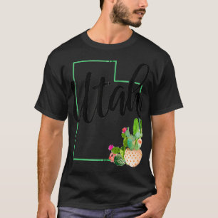 Utah Pride Staat Karte Kaktus Vintag Utah Zip 2 T-Shirt