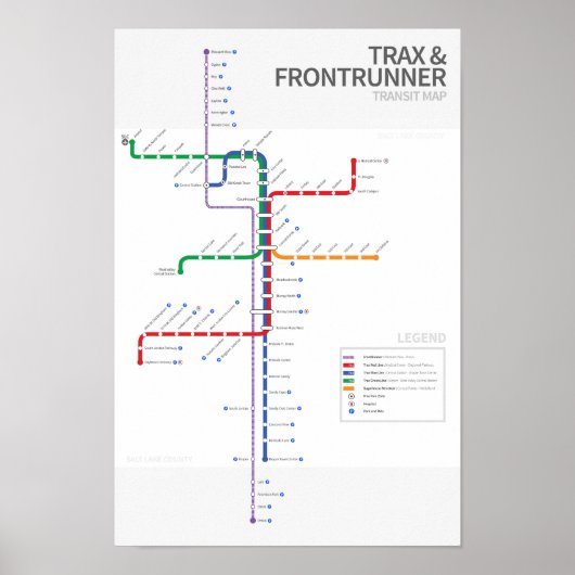 Utah Rail Transit Map Poster (Vorne)