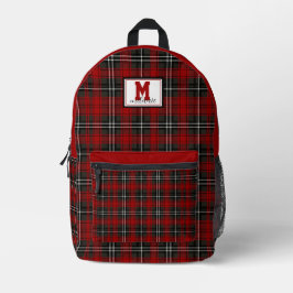 Utah red and white pattern checkered tartan bedruckter rucksack