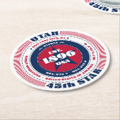 Utah Red White Blue Typografie Runder Pappuntersetzer (Angewinkelt)