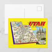 Utah Retro Map Postcard Postcard Postkarte (Vorne/Hinten)