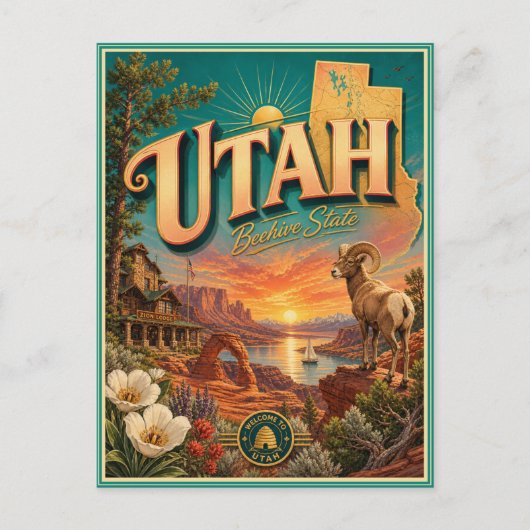Utah Retro Reise Souvenir Postkarte (Vorderseite)