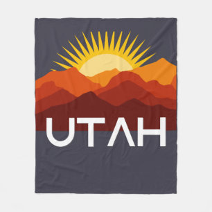 Utah Retro Vintage Wüste Sonnenuntergang Fleecedecke