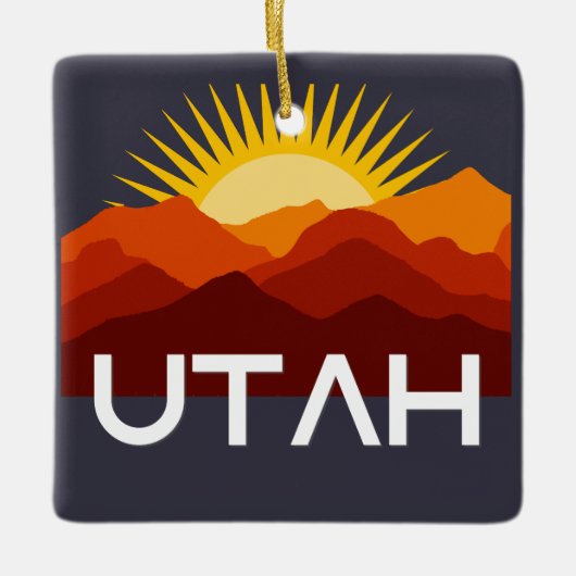 Utah Retro Vintage Wüste Sonnenuntergang Keramikornament (Vorderseite)