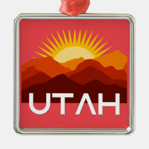 Utah Retro Vintage Wüste Sonnenuntergang Ornament Aus Metall