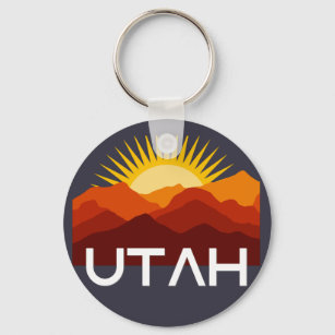 Utah Retro Vintage Wüste Sonnenuntergang Schlüsselanhänger